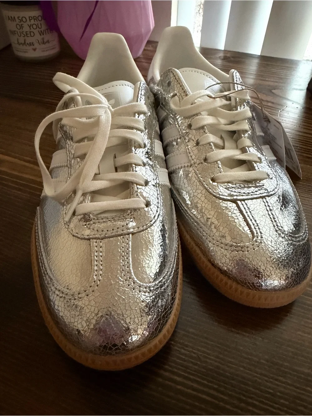 adidas Samba Metallic Silver and White Sneaker
